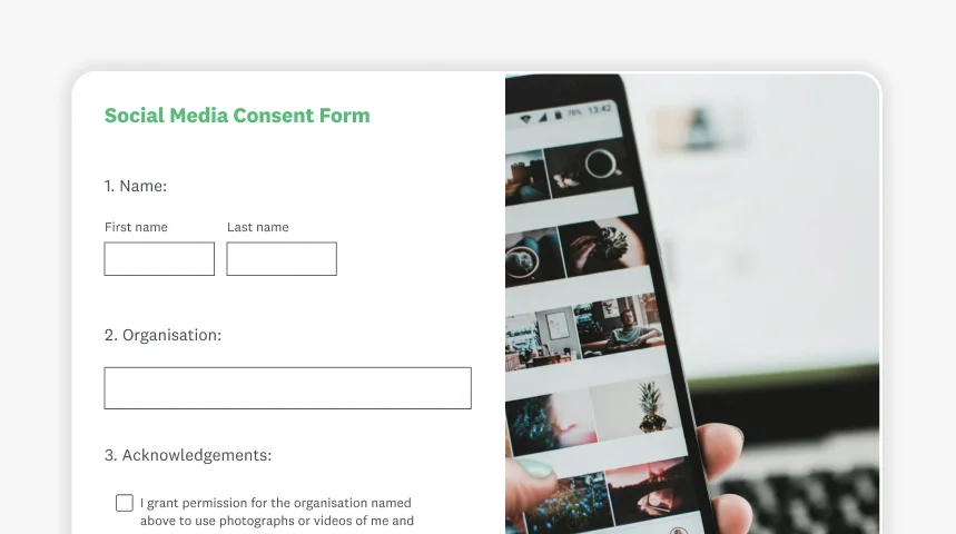 Screenshot of SurveyMonkey social media consent form