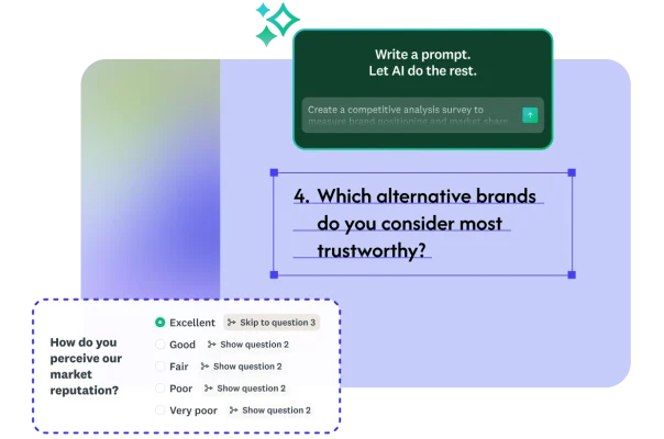 A Build with AI-created survey, simply requiring a prompt to then automatically generate questions