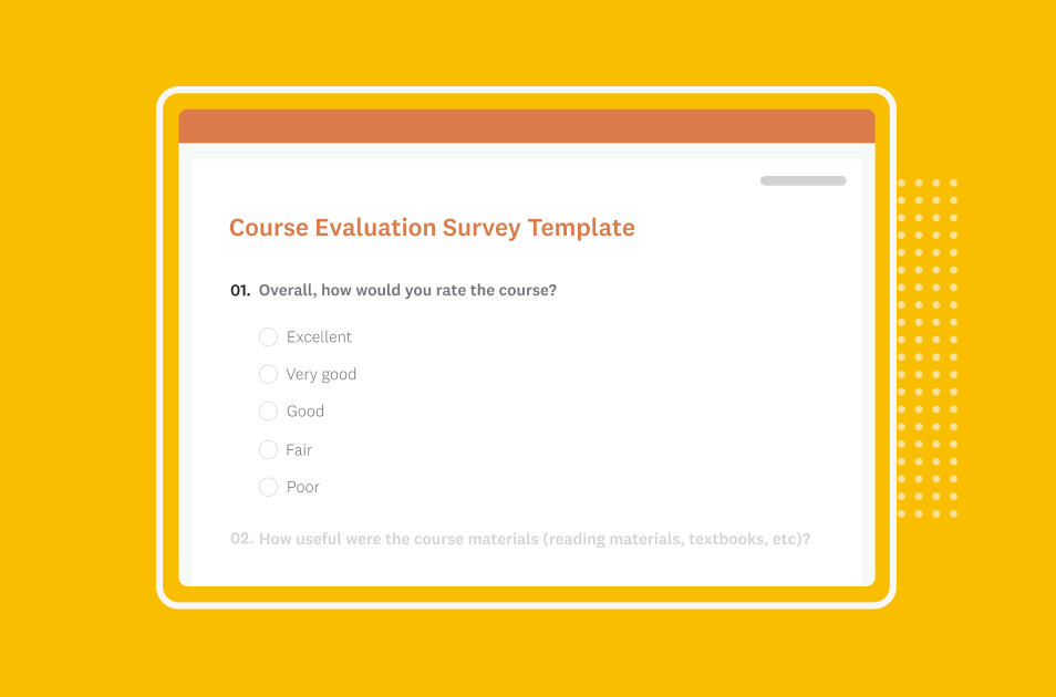 Screenshot of SurveyMonkey course evaluation survey template