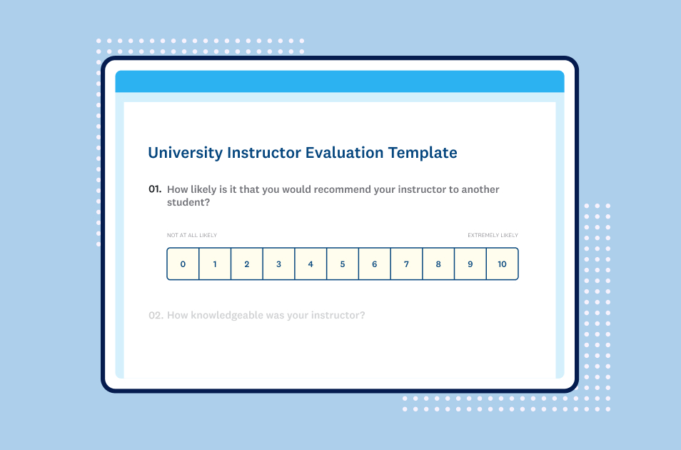 Screenshot of SurveyMonkey university instructor evaluation survey template