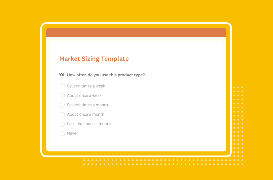Screenshot of SurveyMonkey market sizing survey template