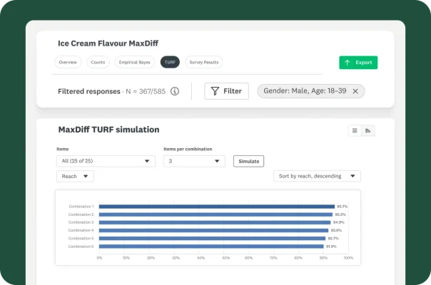 A personalised email invitation from ‘Viverly’ starting ‘Hello Natalie!’ is displayed. The email asks for feedback about support received. An arrow graphic shows data flowing from a SurveyMonkey logo to a Salesforce logo.