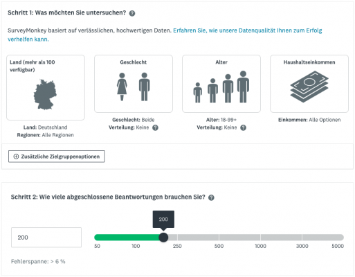 Preisrechner für SurveyMonkey Audience