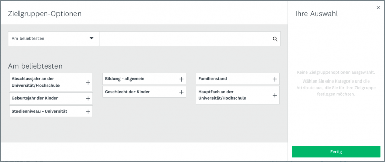 Zielgruppen-Optionen von SurveyMonkey Audience