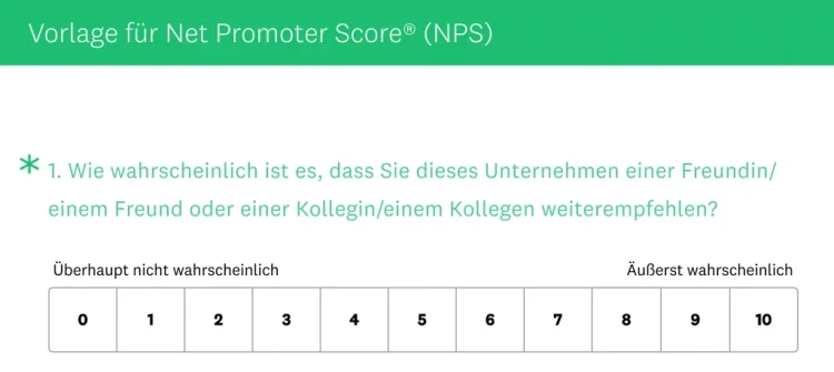 Beispielfrage zur Ermittlung des Net Promoter Score