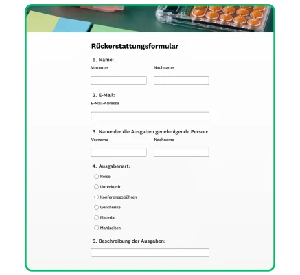 Beispiel für ein Rückerstattungsformular