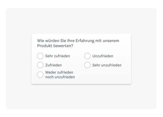 Screenshot einer Umfrage zur Kundenzufriedenheit.