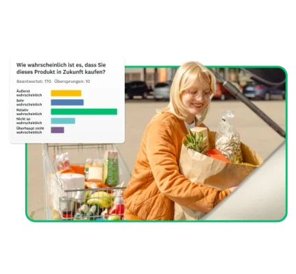 Beispiel einer Frage zur Analyse des Kundenverhaltens: Wie wahrscheinlich ist es, dass Sie dieses Produkt in Zukunft kaufen?
