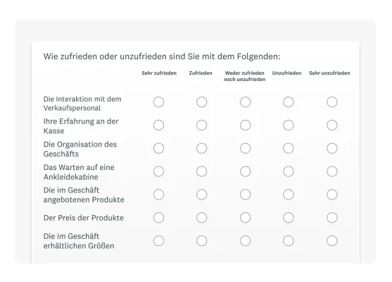 Produkt-Screenshot einer Matrixfrage