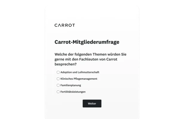 Frage in einer Erhebung von Carrot