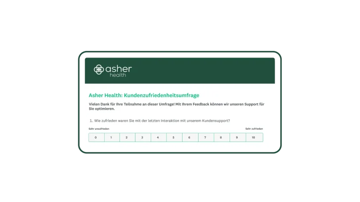 Beispiel für eine CSAT-Umfrage für Asher Health