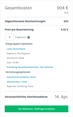 Detaillierte Preise von SurveyMonkey Audience