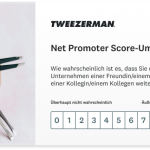Umfrage von Tweezerman mit einer NPS-Frage: Wie wahrscheinlich ist es, dass Sie unser Unternehmen weiterempfehlen?