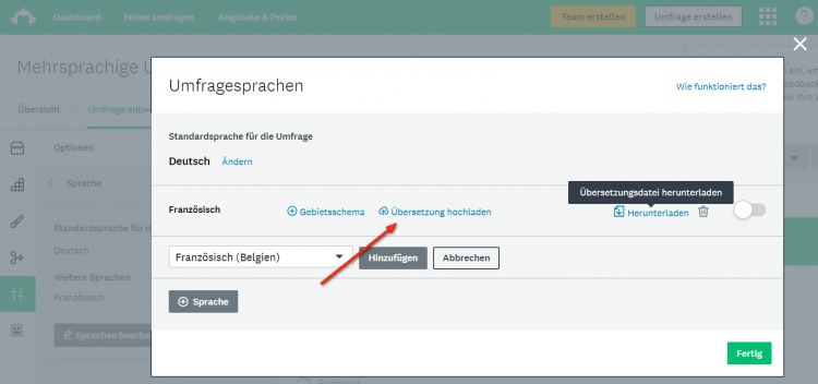 Uebersetzungsdatei hochladen