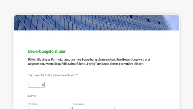 Screenshot eines SurveyMonkey-Bewerbungsformulars