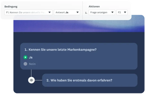 Screenshot der Option anhand von Bedingungen, auf derselben Seite weitere Fragen anzuzeigen