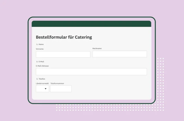 Screenshot des Catering-Bestellformulars