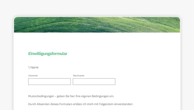 Screenshot einer SurveyMonkey-Vorlage für ein Einwilligungsformular