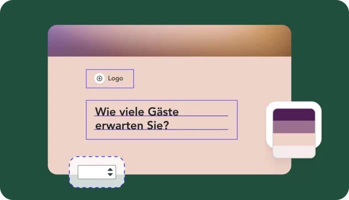 Befragungsdesign, welches zeigt, dass eine Umfrage mit Farben, Schriftarten, Logos und Text nach Bedarf angepasst werden kann.