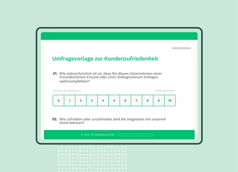 Screenshot einer SurveyMonkey-Vorlage für Umfragen zur Kundenzufriedenheit