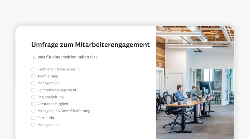 Screenshot einer SurveyMonkey-Vorlage für Umfragen zum Mitarbeiterengagement