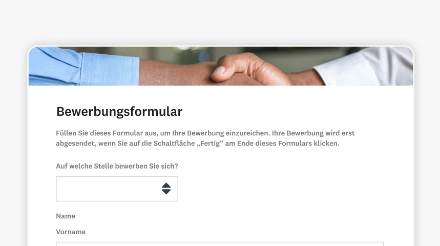 Screenshot einer SurveyMonkey-Formularvorlage für Stellenbewerbungen