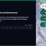Umfragevorlage für den NPS und Markentreue. Verschiedene Distributionslinks sind abgebildet, wie das Senden per E-Mail, das Weitergeben per Weblink oder Social Media oder das Einbetten in die Website.