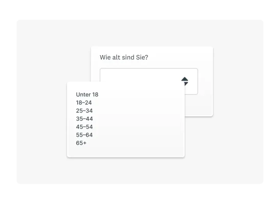 Demografische Frage nach dem Alter, mit Dropdown-Menü