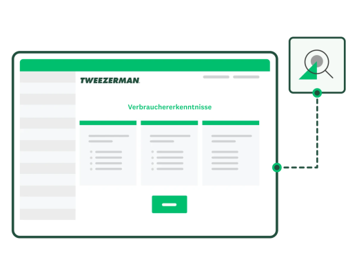Screenshot von SurveyMonkey-Berichten zu Verbrauchererkenntnissen für Tweezerman