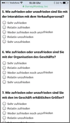 Einzelne Fragen auf einem Smartphone