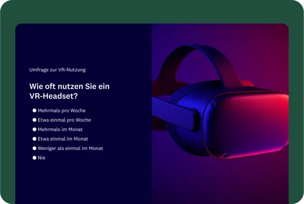 VR-Nutzungsumfrage mit der Frage: „Wie oft nutzen Sie ein VR-Headset?“