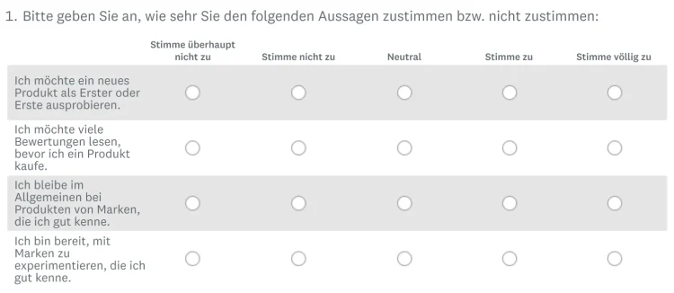 Geschlossene Matrixfrage