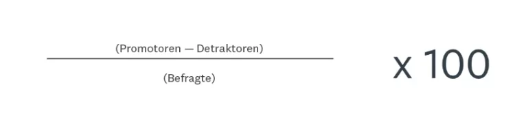 Promotoren minus Detraktoren geteilt durch die Befragten