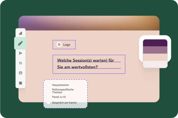 Screenshot einer Event-Umfrage, die mit SurveyMonkey erstellt wird, inklusive der Frage, welche Session am nützlichsten war