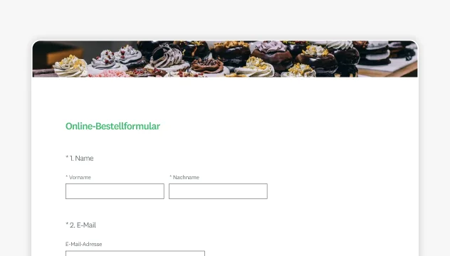 Screenshot einer SurveyMonkey-Vorlage für ein Online-Bestellformular