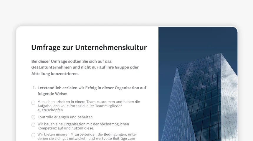 Screenshot einer SurveyMonkey-Vorlage für Umfragen zur Unternehmenskultur