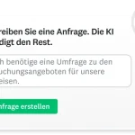 Screenshot der SurveyMonkey-KI, die um eine Anfrage bittet, damit die Befragung automatisch erstellt werden kann.