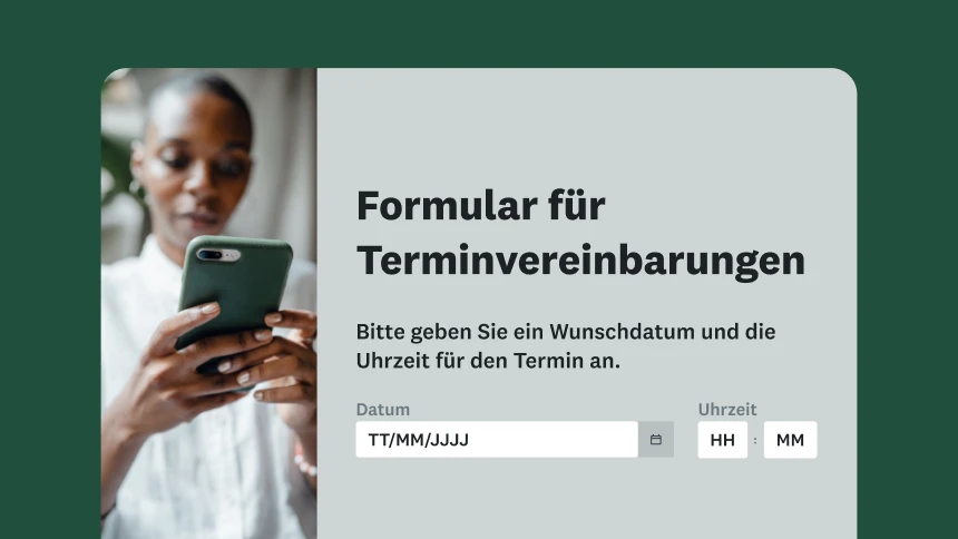 Screenshot eines Musterformulars für Terminvereinbarungen
