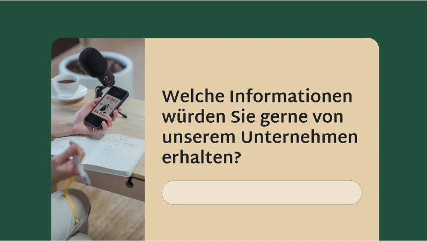 Umfrage mit der Frage nach den Informationen, die die Befragten gerne von einem Unternehmen erhalten würden