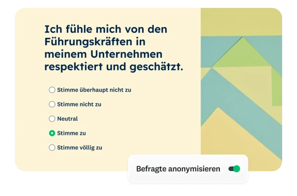 In einer Umfrage wird gefragt, ob sich die Befragten von den Führungskräften in ihrem Unternehmen respektiert und geschätzt fühlen.