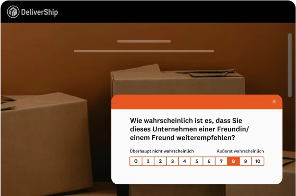 Frage, mit welcher Wahrscheinlichkeit Sie dieses Unternehmen einem Freund oder einer Freundin weiterempfehlen würden