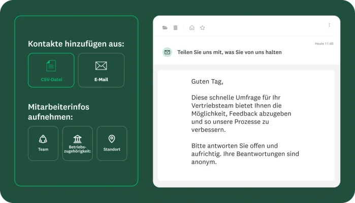 Bild mit einer Benutzeroberfläche zum Erstellen von Erhebungen für das Vertriebsteam