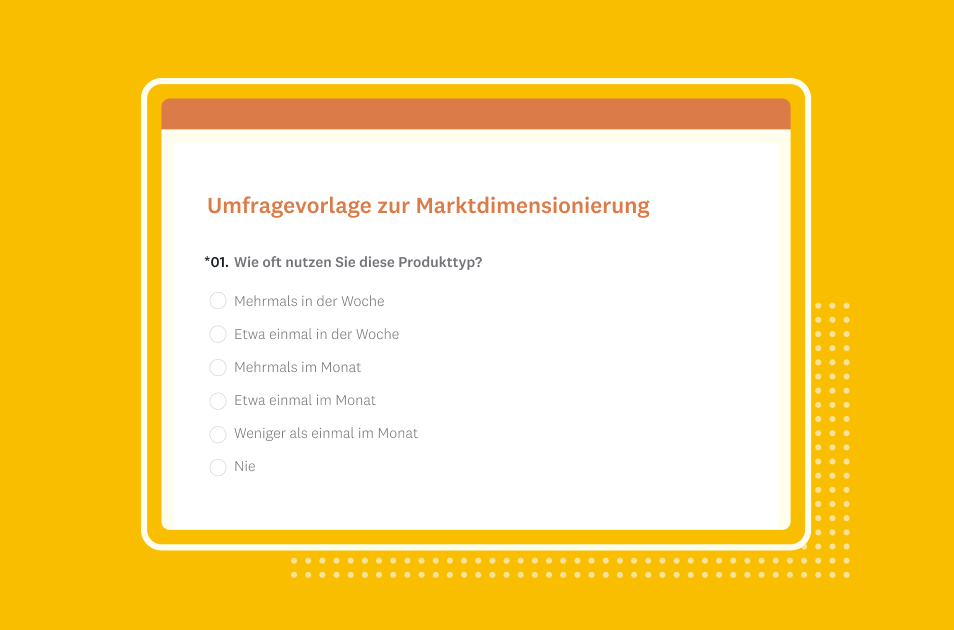 Screenshot einer SurveyMonkey-Vorlage für Umfragen zur Marktdimensionierung