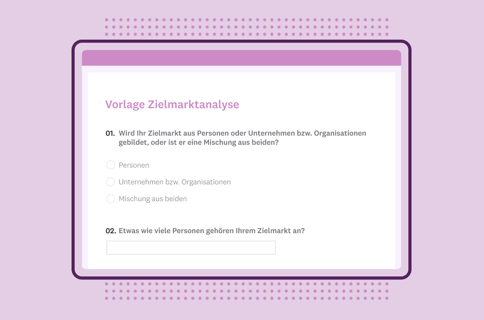 Screenshot einer SurveyMonkey-Vorlage für Umfragen zur Zielmarktanalyse