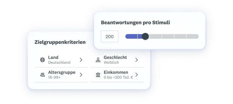 Auswahl von Zielgruppenkriterien: Land Deutschland, Altersgruppe 18 bis 99 Jahre, Geschlecht weiblich, Einkommen 0 bis 200 Tsd.