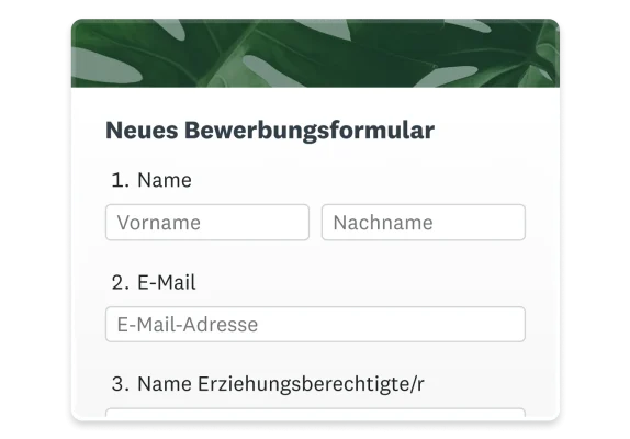 Screenshot eines neuen Bewerbungsformulars
