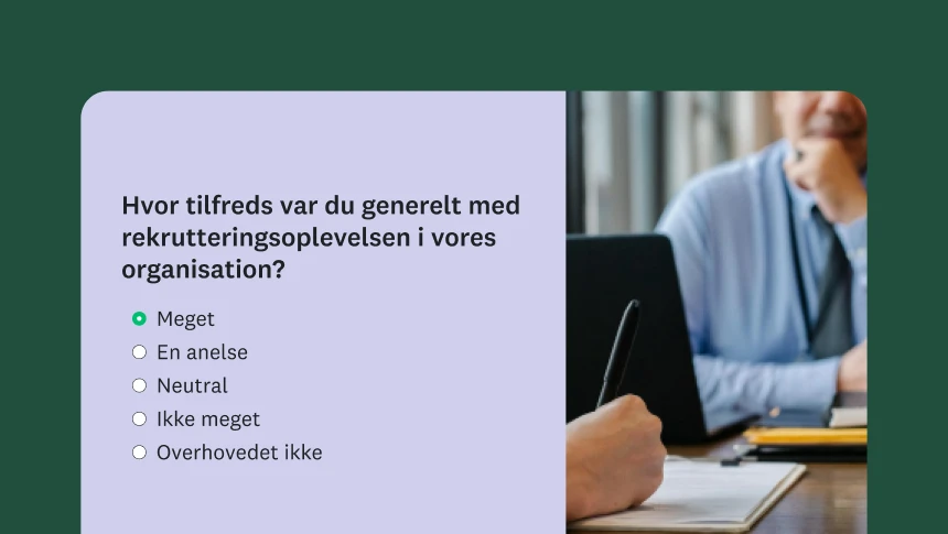 Et personligt interview med en overlejring med et spørgsmål om den samlede rekrutteringsoplevelse.