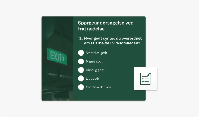 Skærmbillede af skabelon til spørgeundersøgelse ved fratrædelse