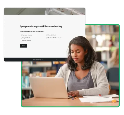 Elever besvarer spørgsmål i en spørgeundersøgelse til lærerevaluering: Hvor vidende var din underviser?