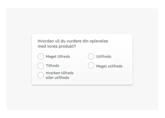 Kundetilfredshedsscore-spørgsmål lyder: "Hvordan vil du vurdere din oplevelse med vores produkt"?